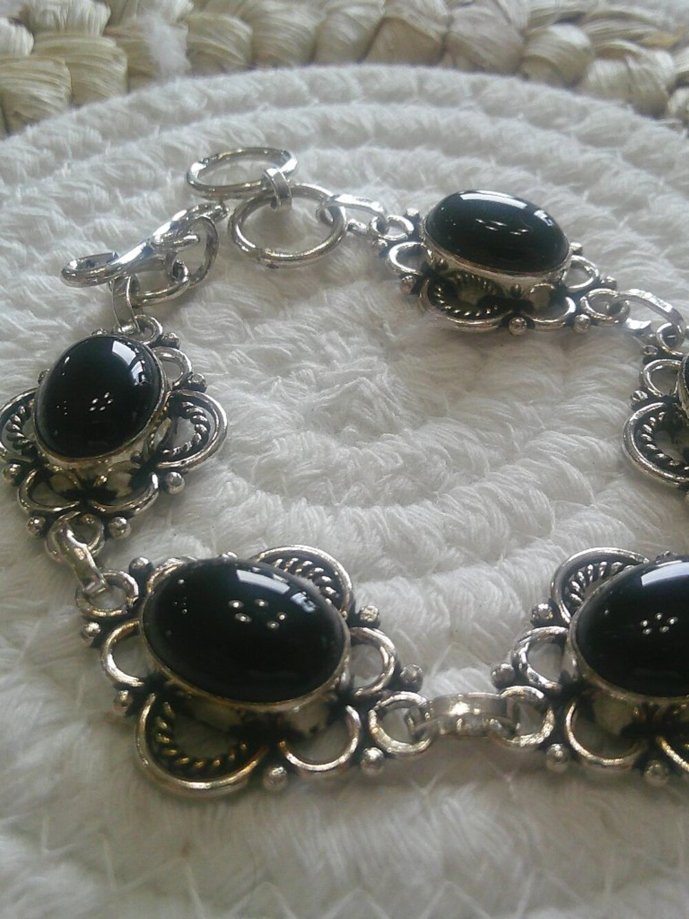 Elegant BLACK ONYX Handmade Sterling 925 Bracelet Size 7 1/2" #265F